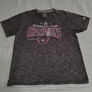 Washington Caps Stanley Cup Champions Charcoal Gray Short Sleeve Tee